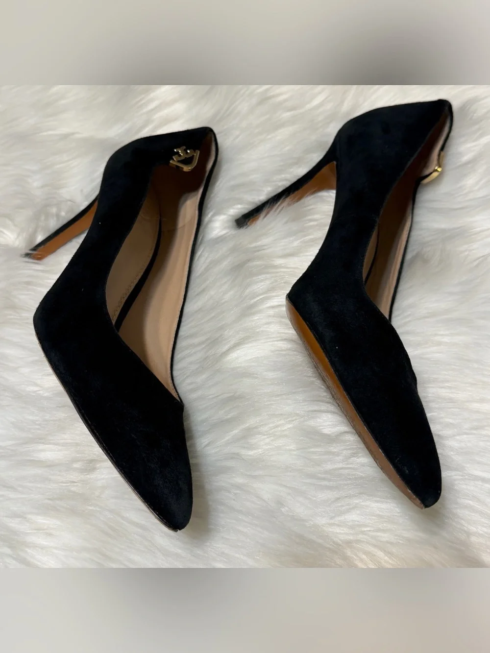 Tory Burch Elizabeth Black Suede Pointed Toe Stiletto Pumps